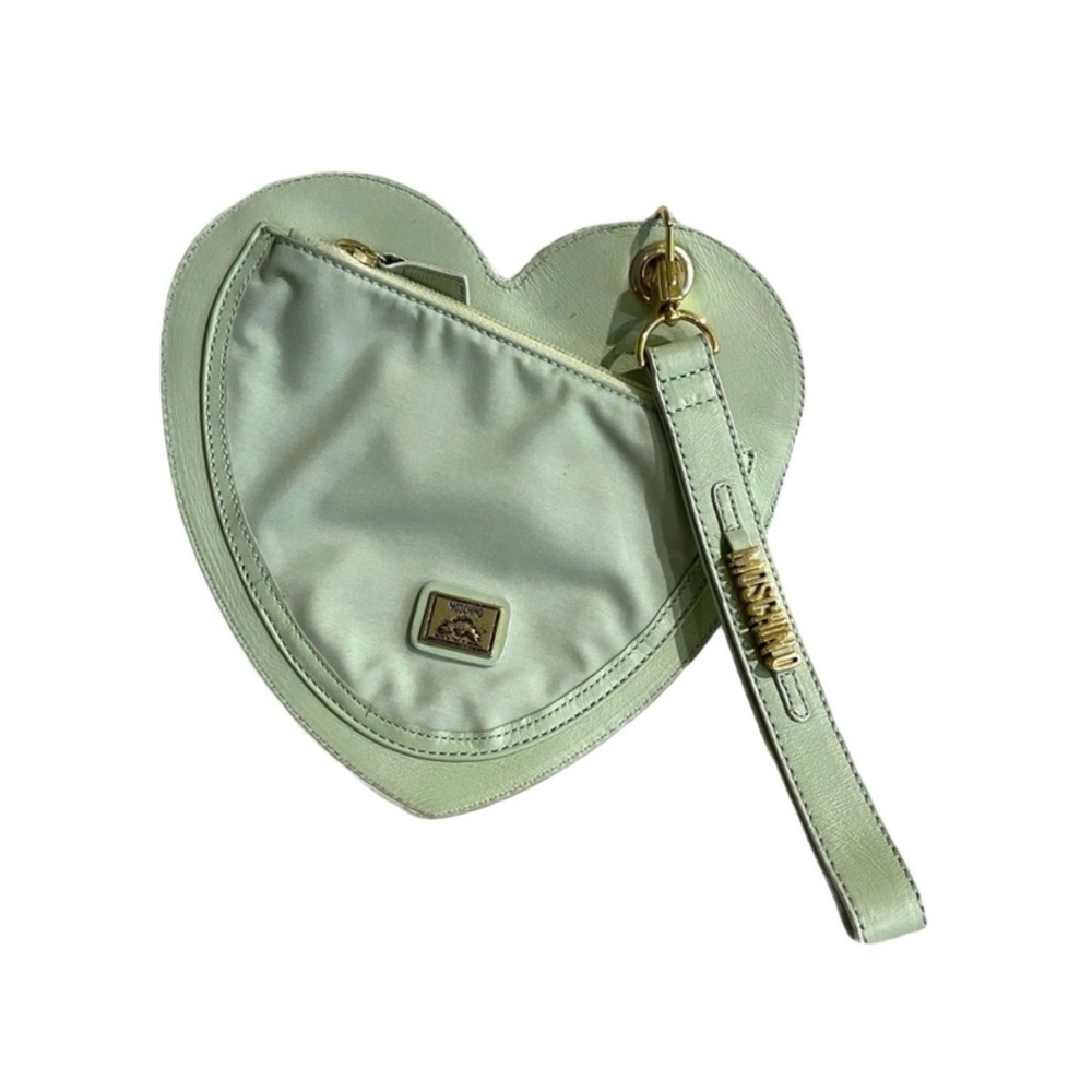 Vintage Moschino Redwall Green Heart Clutch Wristlet